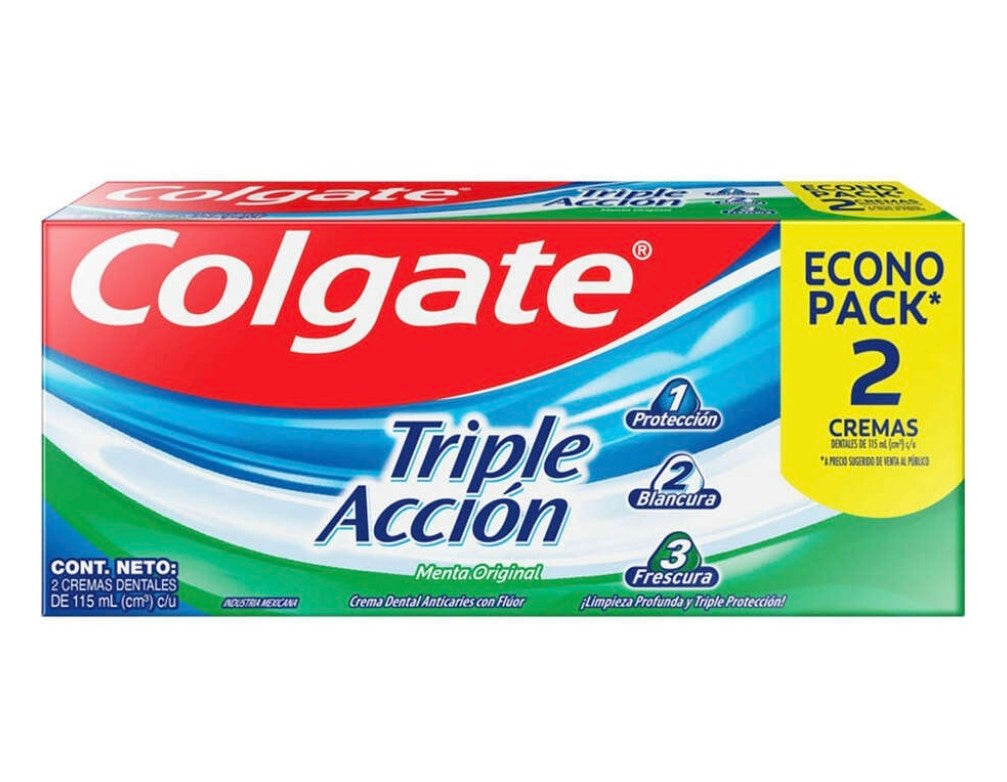 2 pzas Colgate Triple Acción 115 ml c/u